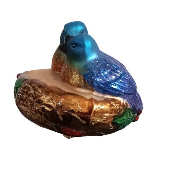 Old World Christmas OWC Bluebirds Nest Holly Christmas Ornament Clip-on - Picture 4 of 10